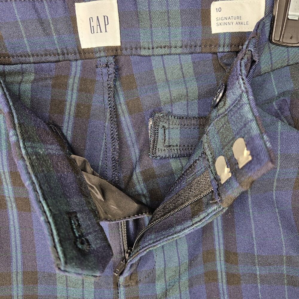 GAP Blue and Green Plaid Signature Skinny Pants, Size 10 - Picture 3 of 7